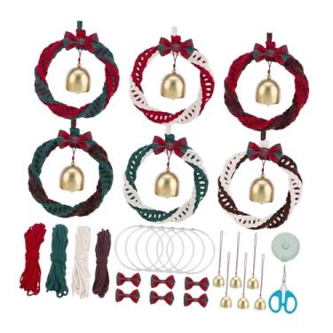 Imagem de Baoblaze Kit de Guirlanda de Natal Faça Você Mesmo, Guirlanda de Macramê Artesanal, Decoração de Natal com Sino, Enfeite para Pendurar em Festas e Quartos