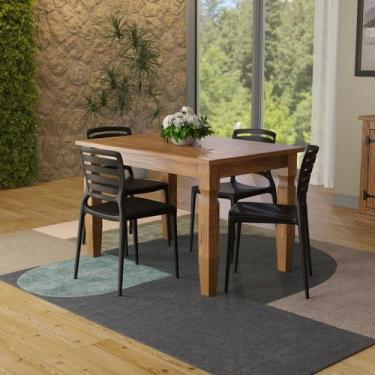 Imagem de Conjunto Mesa Madeira Maciça Marin Brasil 4 Cadeiras Sofia Preta Tramo