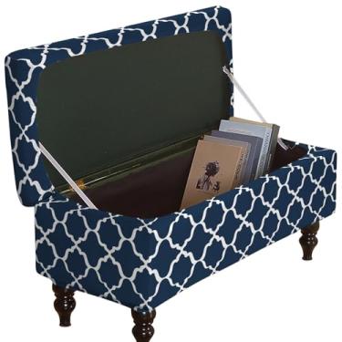 Imagem de GOSTADY Capas otomanas, capa elástica dobrável para móveis, capa retangular para banco com fundo elástico, tecido jacquard macio removível, lavável, média