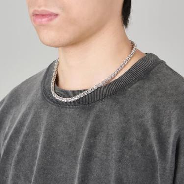 Imagem de Colar masculino de aço inoxidável com elos cubanos, banhado a ouro/prata/preto 14K, 18inch, Aço inoxidável, Sem Pedra Preciosa