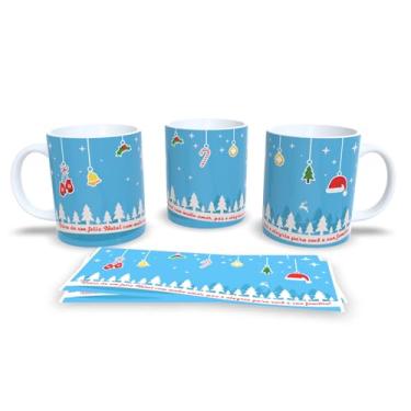 Imagem de Caneca de Cerâmica Natalina, Branca, 325ml, Design de Gatos com Gorro de Natal, Decorativa de Natal (15)