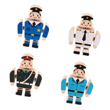 Imagem de oshhni 4 Blocos de Encaixe de Madeira - Brinquedo Educativo e Criativo para Desenvolvimento da Coordenação Fina - Miniaturas de Pessoas - Ideal para, Style C