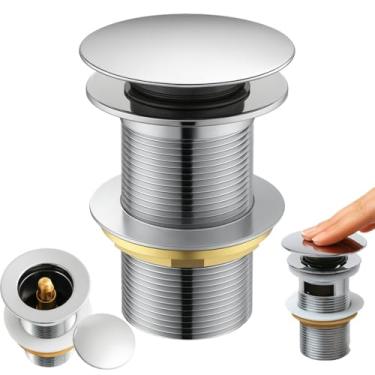 Imagem de Ralo Click Cromado Válvula Inteligente p/Escoamento Pia Cuba Banheiro em Inox 7/8 Ralo Cuba Banheiro Yab