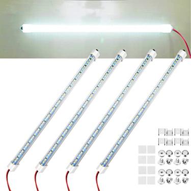 Imagem de Rifachua Barra de luz LED interior de 12 V para carro, 48 LEDs, fita de luzes com interruptor e ímãs, luz branca de 6500 K para carro, van, gabinete, vitrine, sala interna, casa, 4 peças, extensível