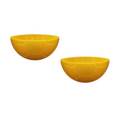 Imagem de Kit 2 Petisqueira Futebol Amarelo 240Ml Plástico - Bb Store