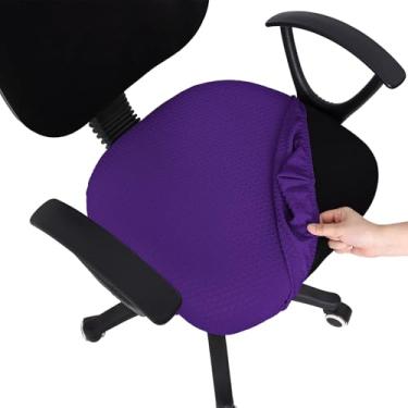 Imagem de Smiry Capas de assento de cadeira de escritório jacquard elásticas, removíveis, laváveis e antipoeira, protetores de almofada de assento para cadeira de mesa - violeta