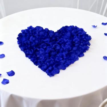 Imagem de 1000 pétalas de rosa artificiais, pétalas de flores falsas azuis escuras para aniversário de casamento e decorações românticas à noite
