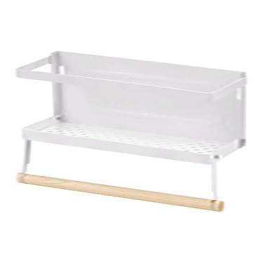 Imagem de Prateleira Magnética de Aço Inoxidável e Suporte Toalha Papel Magnético Prateleiras Cozinha Plegáveis para Geladeiras Montadas na Parede