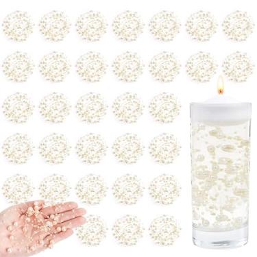 Imagem de NUKAYAI 30 peças de contas flutuantes artificiais para vasos de mesa de centro, cordão de pérolas flutuantes falsas para enchimento de vasos, decoração de mesa de casamento, festa de Natal, bege