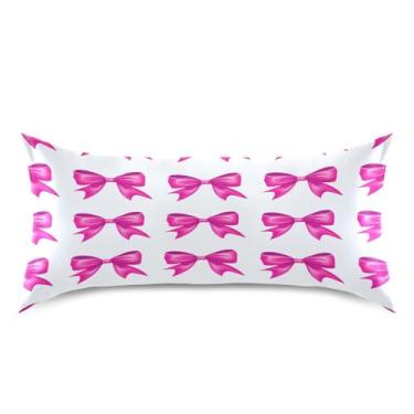 Imagem de Blueangle Fronha de cetim Red Bows para cabelo e pele, fronha de seda, tamanho king (50,8 x 101,6 cm) - Capas de almofada de cetim com fecho de envelope (305)