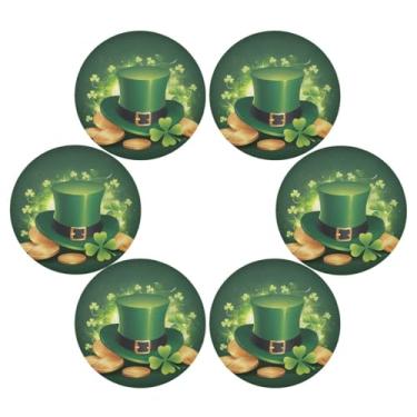 Imagem de ATTX Jogo americano de chapéu de São Patrício para mesa de jantar, jogo americano de decoração do dia de São Patrício, tapetes para mesa de cozinha para 6#198