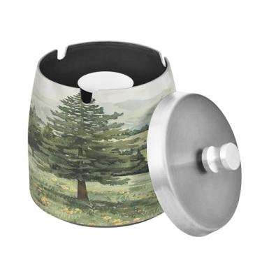 Imagem de Blueangle Cinzeiro Highland Cows com tampa para cigarros, à prova de vento/chuva, aço inoxidável, sem fumaça, inodoro, cinzeiro para uso interno ou externo (112)