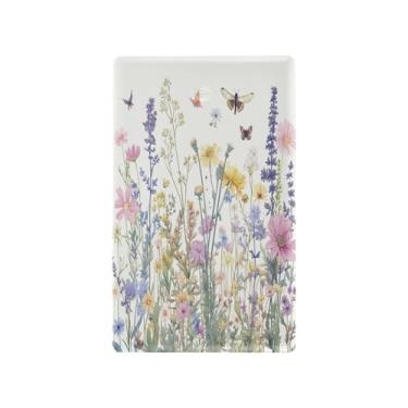 Imagem de Blueangle Placa de parede decorativa de capa em branco, tamanho padrão, 1 gangue, ervas e flores coloridas para quarto de escritório em casa, 4,53 x 2,76 polegadas (506)