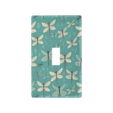 Imagem de Blueangle Capa para placa de parede para interruptor de luz - Dragonfly Summer Green Light Switch Cover decorativa placa de parede, tamanho 1 - gangue 4,53 x 2,76 polegadas (891)