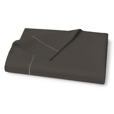 Imagem de Lane Linen Lençol de cima 100% algodão egípcio King Size (284,5 cm x 264,2 cm) - tecido acetinado elegante, ultramacio, respirável, altamente durável - preto
