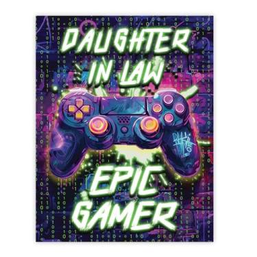 Imagem de Stuff4 Pôster de aniversário da Daughter in Law sem moldura - Epic Gamer - Presentes exclusivos de feliz aniversário para a nora do pai, mãe, mãe, 20 x 25 cm, decoração de aniversário