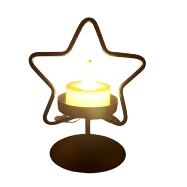 Imagem de Castiçal Natalino Estrela Com Vela Led Decoração Mesa Posta (Preto)