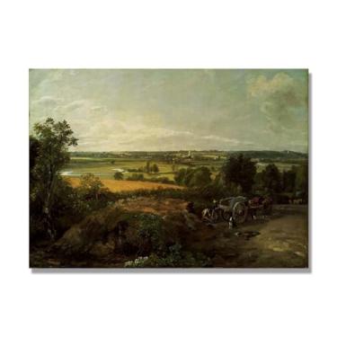 Imagem de NHLDZYH Impressão em tela estilo John Constable, (sem título 34), painel de tela de paisagem romântica, decoração de parede com tema de natureza para quarto ou escritório. 30 x 42 cm. Somente tela