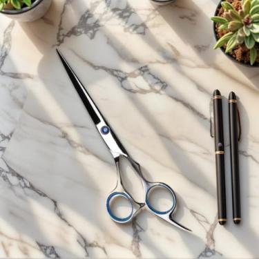 Imagem de Tesoura de corte de cabelo, tesoura de cabelo profissional de 15 cm, tesoura de barbeiro para salão de beleza