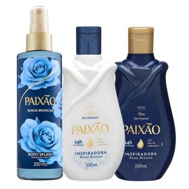 Imagem de Kit Paixão Inspiradora Rosas Brancas: Loção Hidratante, Óleo Corporal e Body Splash 200ml