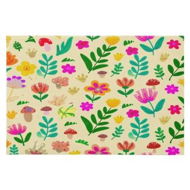 Imagem de Tapete de área 60 x 90 cm macio lavável tapete antiderrapante com fundo de borracha flores coloridas tapetes de área para sala de estar, quarto, decoração de casa