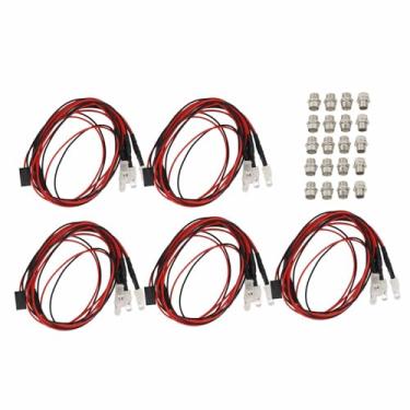 Imagem de Siwoted 5 peças kit de luzes rc 7.4v 5mm 2 leds azuis 2 verdes fio de silicone acessório de luz rc para hsp para redcat para tamiya para axial
