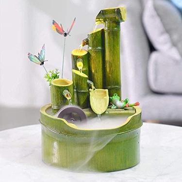 Imagem de uhyOHF Fonte de bambu decoração de jardim bico de água com bomba nebulizador decoração de jardim cachoeira exterior esculturas japonesas estátuas decoração de casa artes artesanato 20 * 20 * 29 cm