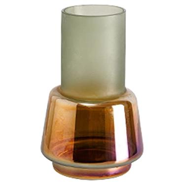 Imagem de YYBOES Vaso de vidro para flores, vaso de flores para flores, vaso de luxo leve decoração de vidro transparente sala de estar arranjo de flores secas criativo simples gradiente arte de vidro fosco