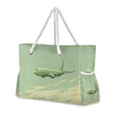 Imagem de Wassud Bolsa de praia Sky High Dream, grande, para mulheres, impermeável, à prova de areia, bolsa de viagem com zíper e bolso para piscina, academia, acampamento