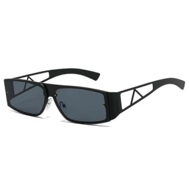 Imagem de Óculos de sol quadrados ocos de metal, femininos e masculinos, vintage, luxuosos, para dirigir e viajar, tendência, UV400 (preto e cinza)