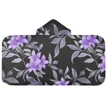 Imagem de Burbuja Toalha de banho com capuz de laço rosa para crianças, toalha de praia de pelúcia macia absorvente para chá de meninas e meninos 3-10 anos, 61 x 127 cm