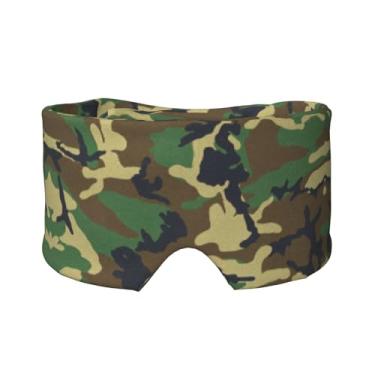 Imagem de Máscara verde militar camuflada para dormir para olhos e orelhas, respirável, ajustável, blecaute, venda, confortável
