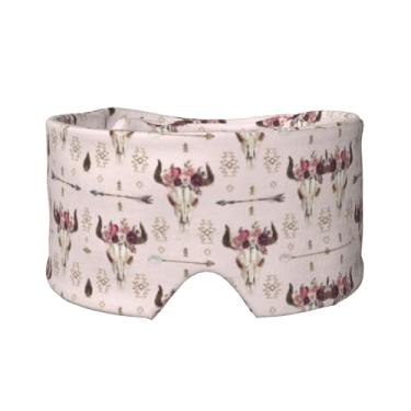 Imagem de Máscara protetora para olhos e orelhas com estampa tribal de caveira de touro, respirável, ajustável, blecaute, confortável