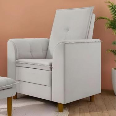 Imagem de Poltrona Para Sala Confortável Decorativa Londres Linho Cinza