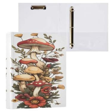 Imagem de STAYTOP Lindo organizador de fichário de cogumelos selvagens, fichário de 3 anéis com prancheta (carta A4), fichário fofo para material de escritório escolar