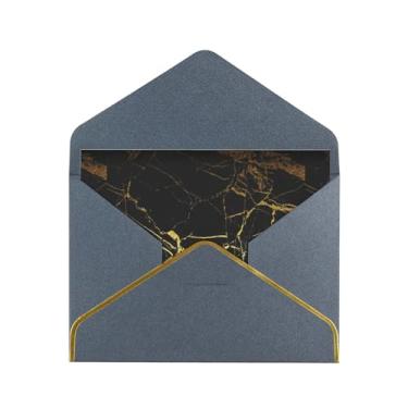 Imagem de SKKNT Cartões de felicitações com impressão de papel de parede preto dourado para todas as ocasiões, convites de festa de aniversário de casamento, 12,7 x 15,2 cm