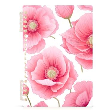 Imagem de Burbuja Caderno de flores rosa, papel pautado universitário A5 com 60 folhas, fichário para escritório, 1 pacote