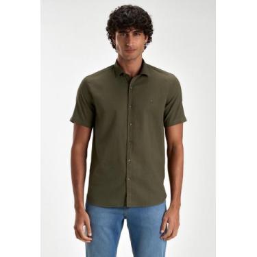 Imagem de Camisa Docthos Relaxed Fit Manga Curta Linho, 018 verde musgo, G3