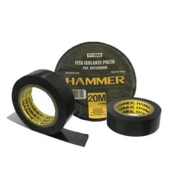 Imagem de Fita Isolante Antichama 20 Metros 18mm Hammer Preta Fita De PVC Borrac