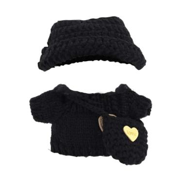 Imagem de Conjunto de Roupas Boneca, 3un Roupa Boneca de Pelúcia Incluindo Chapéu Suéter Bolsa Roupa Fofa Acessórios para Bonecas 17 cm Apenas Incluindo Roupas (Preto)