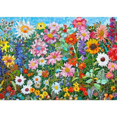 Imagem de MISITU Quebra-Cabeças De Flores Vitral Para Adultos, 1000 Peças, Quebra-Cabeça Desafiador, Arte, Família Difícil, Mosaico Impossível, Margaridas, 28 X 20"