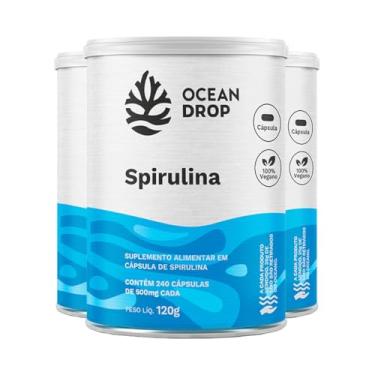 Imagem de Kit 3 Spirulina Ocean Drop Vegana 240 Cápsulas