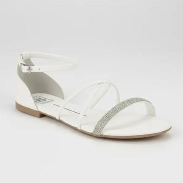 Imagem de Sandália Moleca Feminina Rasteira Strass 5561.103 (Branco, BR, Adulto, Numérico, 38)