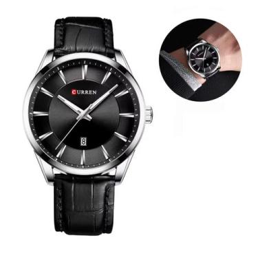 Imagem de Relógio Curren Masculino 8365 Original Pulseira Couro Social, Preto