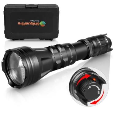 Imagem de UniqueFire Lanterna iluminadora infravermelha de 850 nm para visão noturna, lente Fresnel, luz de tocha infravermelha, recarregável, foco rápido e interruptor de regulação, embalagem requintada de