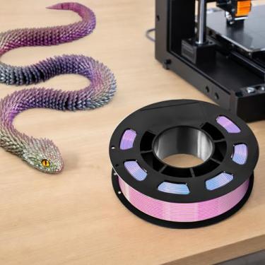 Imagem de Filamento de impressora 3D PLA de seda tricolor 1,75 mm, material de cor 3 em 1 coextrudado, carretel de amostra de 200 g, efeito multicolorido de alto brilho, selado a vácuo para frescor