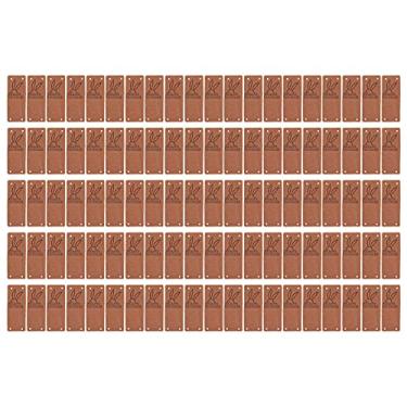 Imagem de CUOFYUNL 100 unidades de etiquetas feitas à mão em microfibra durável e transparente, etiqueta suave e conveniente em relevo (Castanho Escuro)