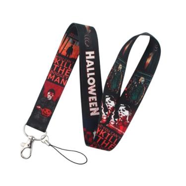 Imagem de Cordão de abóbora vermelha de terror de Halloween, cordão de suporte de crachá de Natal para cartão, viagem (vermelho sem cartão)