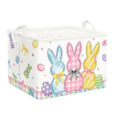 Imagem de Clastyle Adorável cesto de roupa suja de coelho da Páscoa, ovo, roupas infantis, cesta de armazenamento de livros, caixa de presente para pais, caixa de brinquedo para chá de quarto, coelho, 40 x 30 x