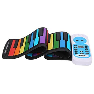 Imagem de aqxreight Piano de Teclado Macio 49?Key Roll Up Rainbow Brinquedo de Silicone para Piano Portátil para Iniciantes As Crianças Reproduzem o Display Tocam RHY e de Ritmos para Os Tipos Entram No